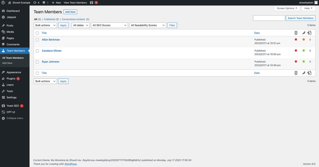 Adding posts to the WordPress Custom Post Type on Showit
