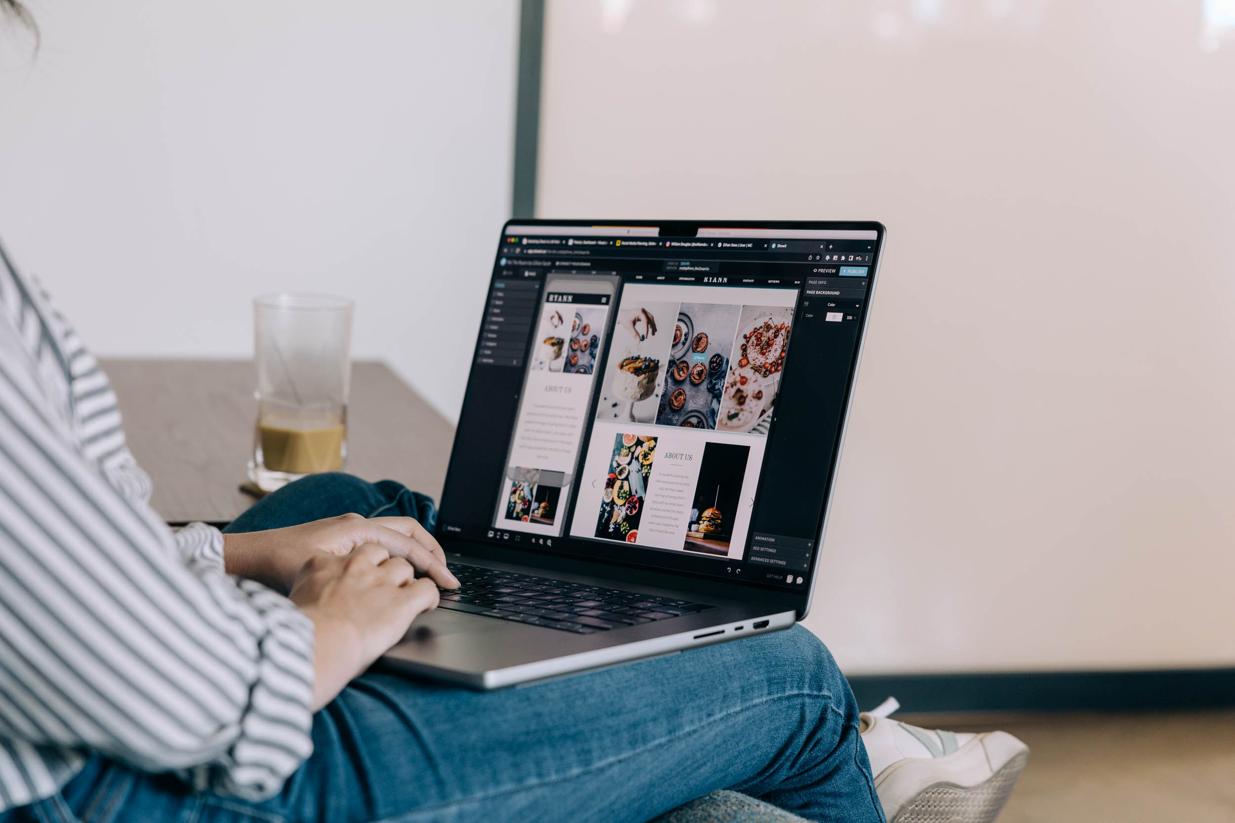 Creative woman working on her Showit website.