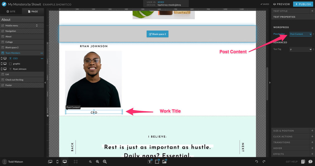 Selecting elements and changing their properties to change Post Content