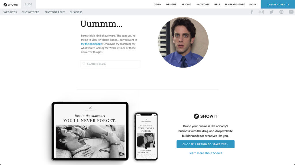 An example of a 404 page