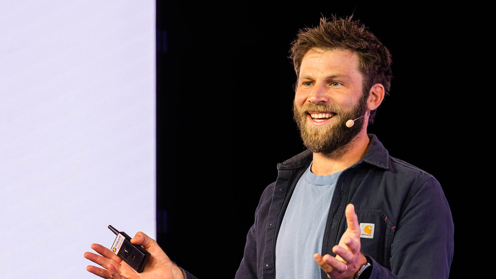 Tristan De Montebello speaking to small business owners.