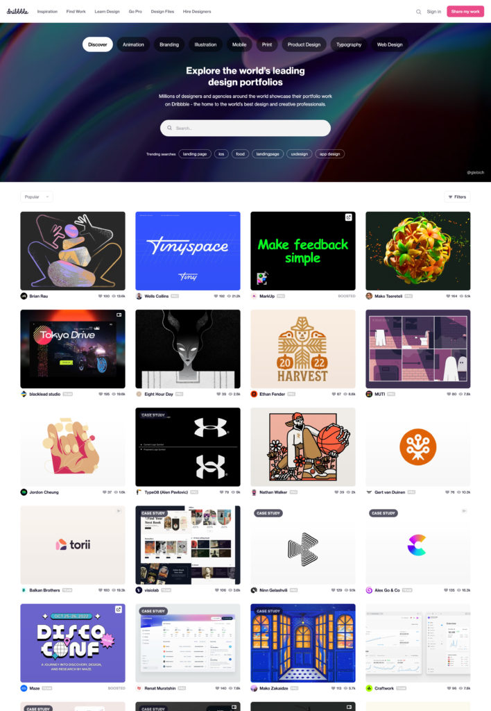 Dribbble homepage