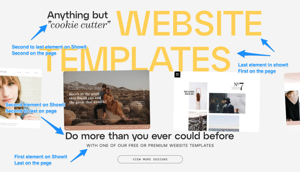 Showit element order difference between in the app and on the actual page