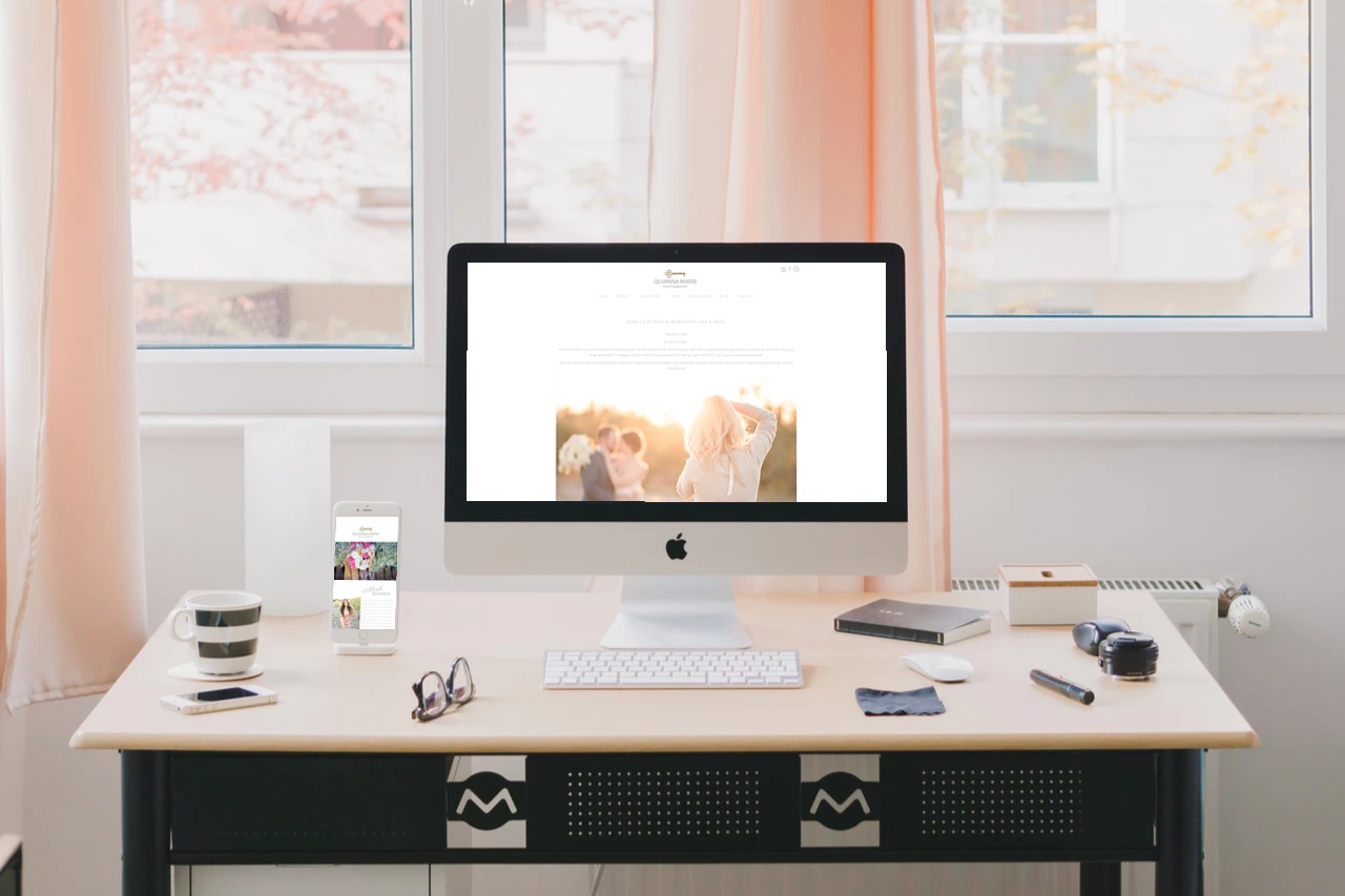 computer screen of wedding photography website