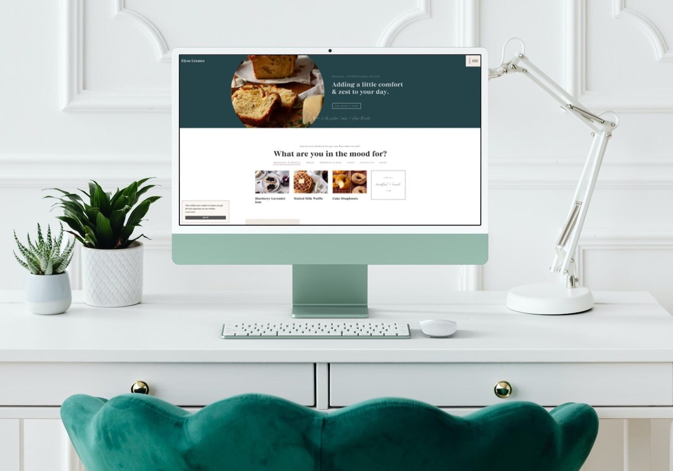 Photo of baker's website on desktop