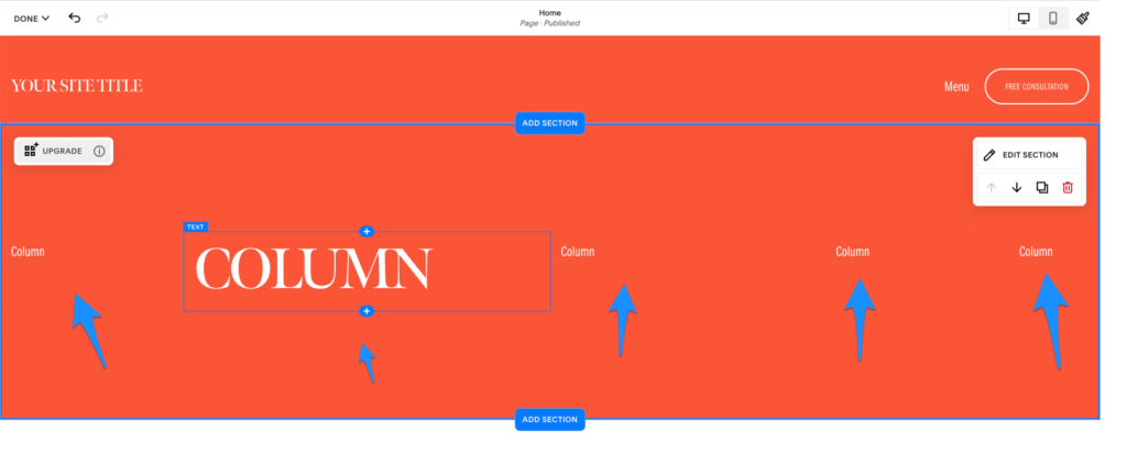 Columns of SquareSpace classic editor to compare to SquareSpace Fluid Engine