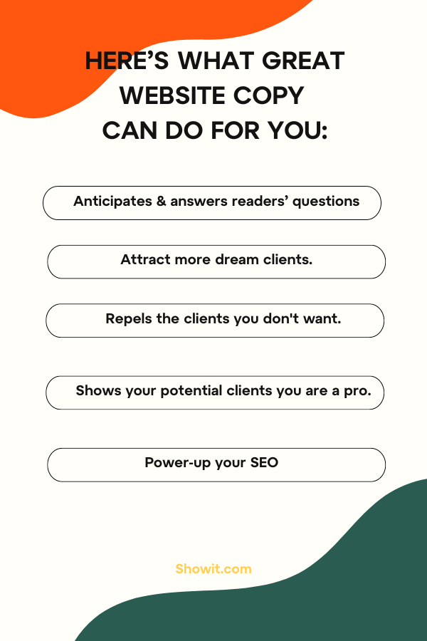 Great website copy can attract the right clients, make you sound pro, and boost your SEO!