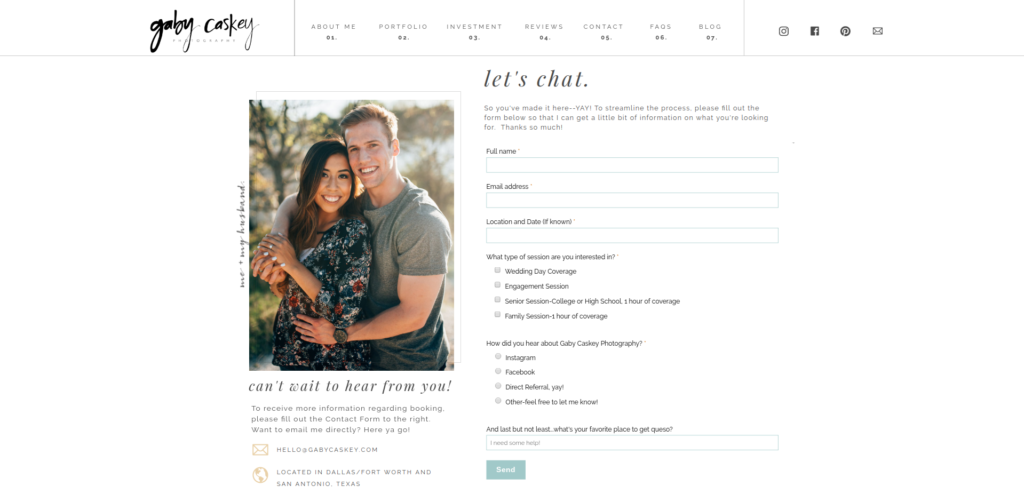 wedding photography website