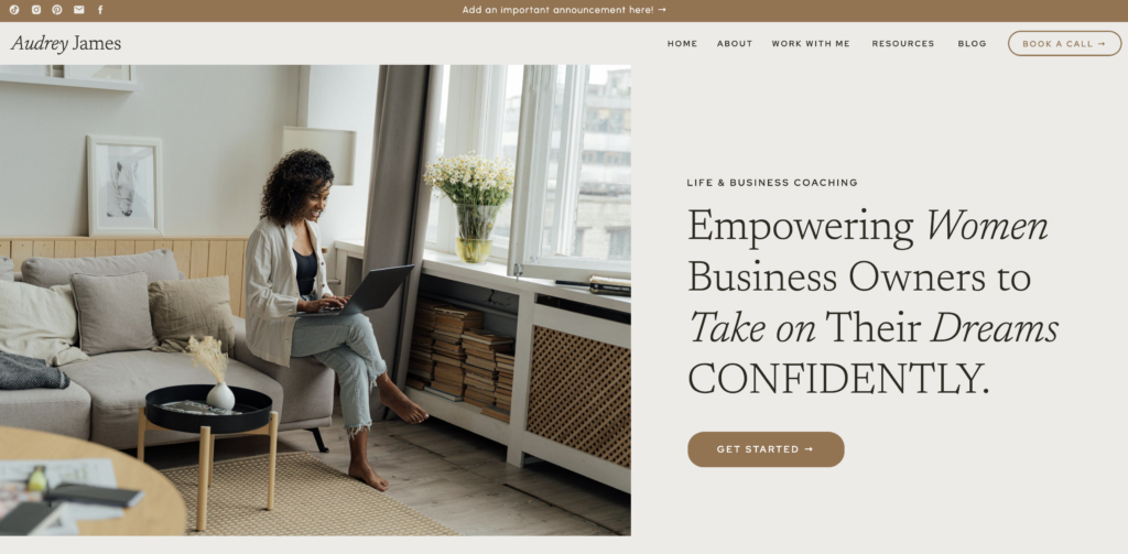 Coaching & Consulting Website Templates Audrey James