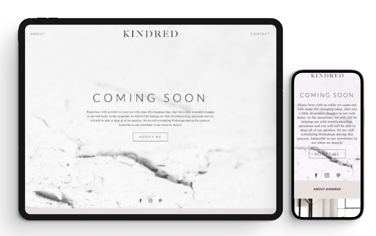 Showit websites best site to create a Coming Soon page